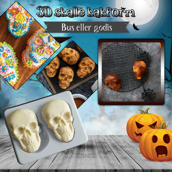 3D skalle kakform