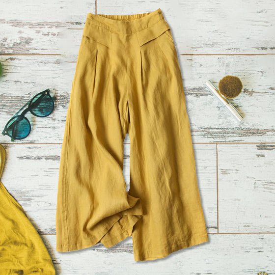 Damer avslappnad lös bomull linne breda ben