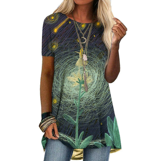 Kortärmad T-shirt med tryck