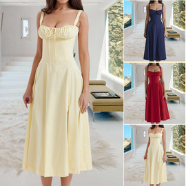 Carmen Tryckt Bustier solklänning