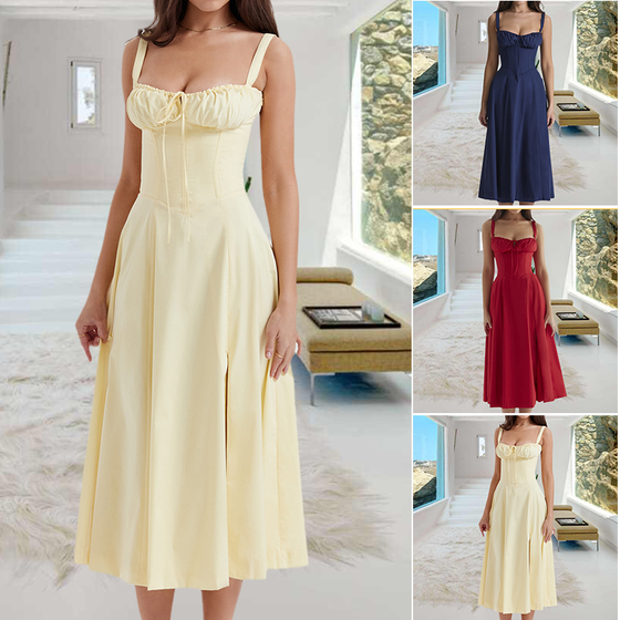 Carmen Tryckt Bustier solklänning