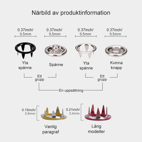 Metall Snäppknapp Set | Flera färger