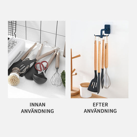 360 ° Roterande förvaringshylla med 4 Krok