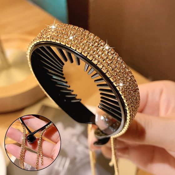 Elegant huvudbonad med Rhinestone Pom Pom