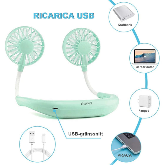 Mini Uppladdningsbar Halsfläkt