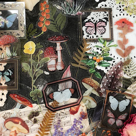 Set med klistermärken i Memory Garden-serien tillverkade av PET-material