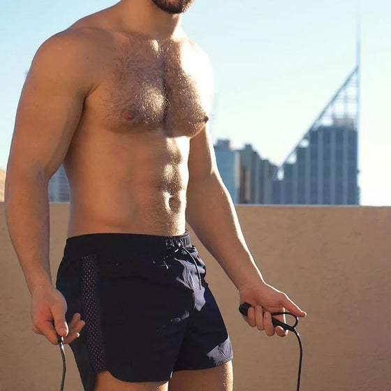 Mäns andningsbara sommarstrandshorts i nät