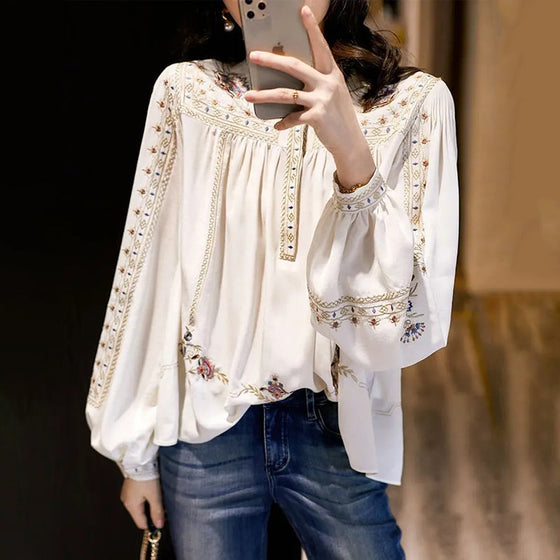 Bohemisk skjorta med bred krage