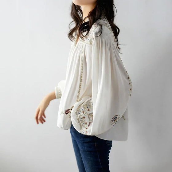 Bohemisk skjorta med bred krage