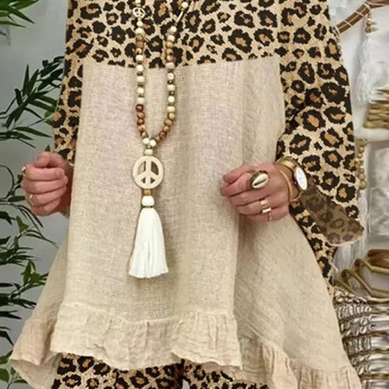 Kvinnors leopardtryckt T-shirt shorts