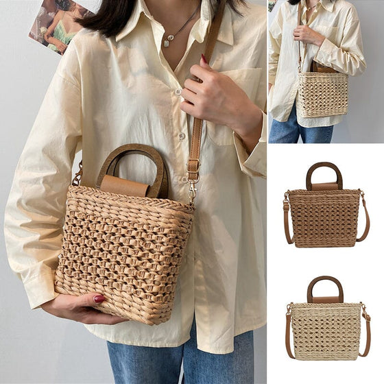 Flätad strandväska för kvinnor