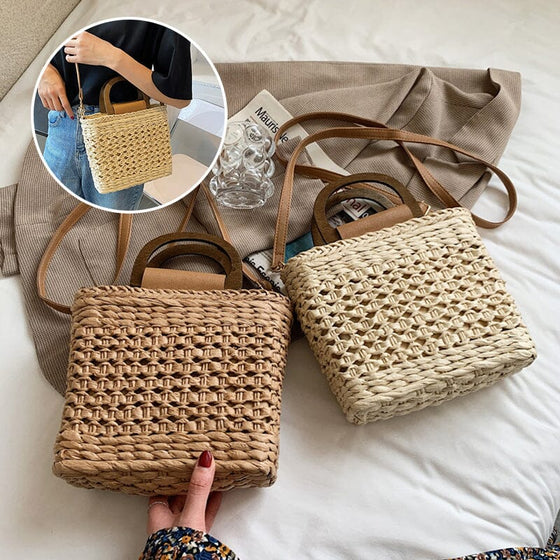 Flätad strandväska för kvinnor