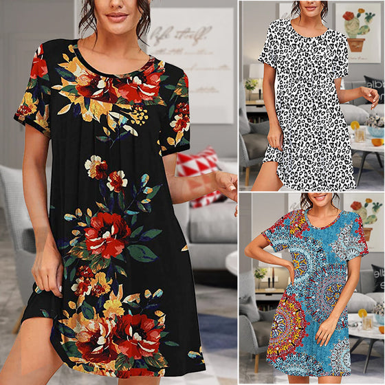 Tryckt plus size klänning