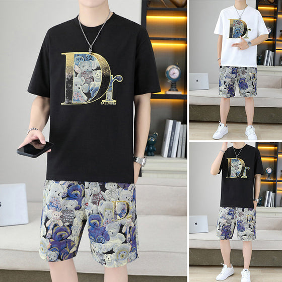 Graderade paljetter broderade björn avslappnat herrdräktset