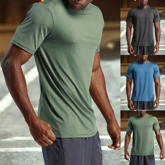 Enfärgad sport snabbtorkande T-shirt för män
