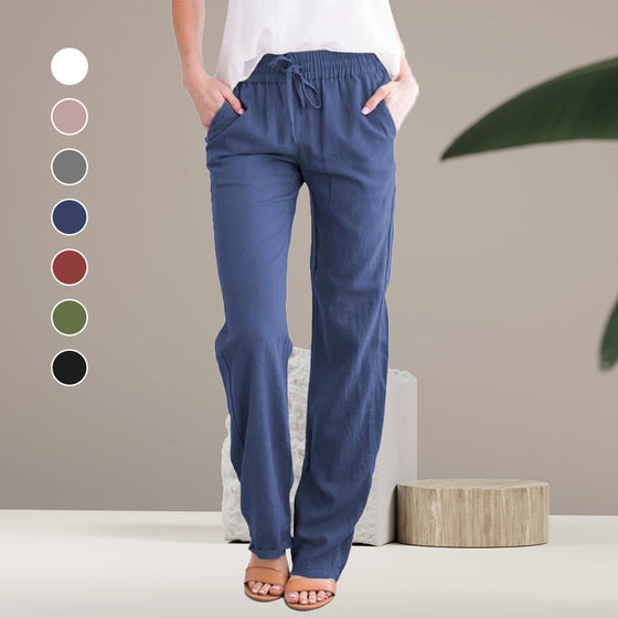 Tillfällig Lös Passform Enfärgade Byxor