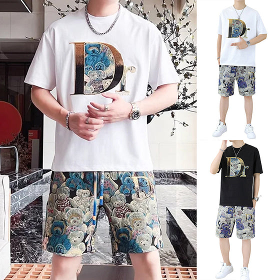 Graderade paljetter broderade björn avslappnat herrdräktset