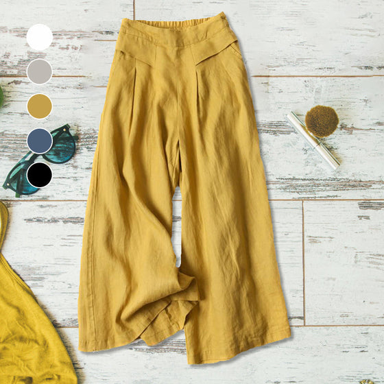 Damer avslappnad lös bomull linne breda ben