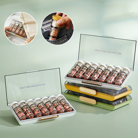 Bärbar högkapacitets veckopillerask