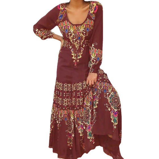 Vintage tryck långärmad klänning