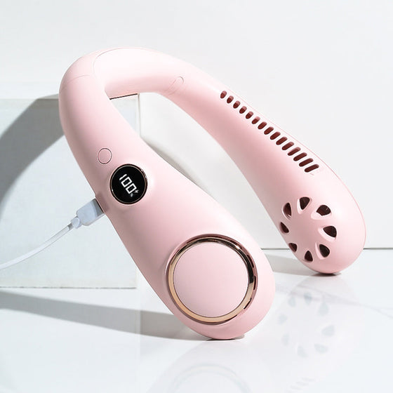 Bärbar halsfläkt med digital skärm