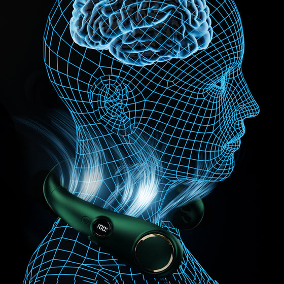 Bärbar halsfläkt med digital skärm