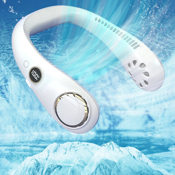 Bärbar halsfläkt med digital skärm