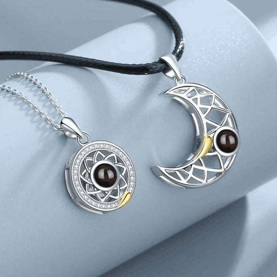 Alla hjärtans dag projektion solmåne stjärna par magnetiskt halsband