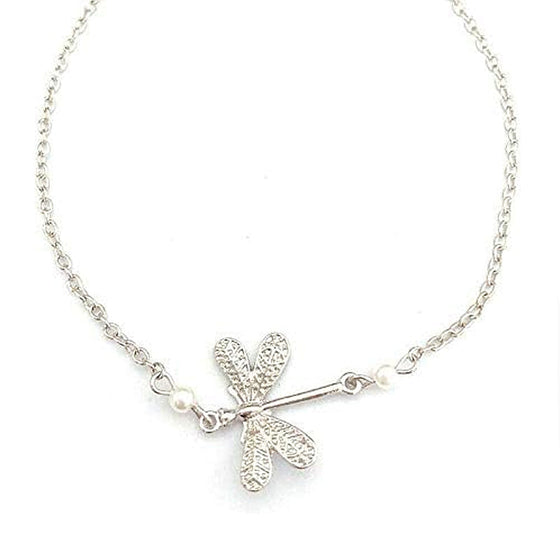 Enkel och moderik damfotkedja med en trollslända insekt-motiv.