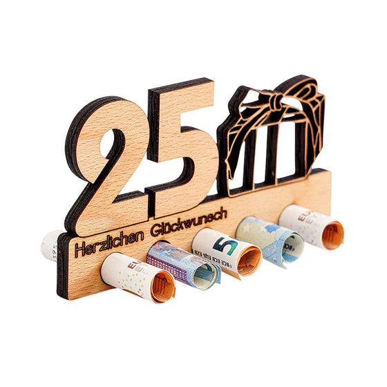 Födelsedagspresent trä pengar klipp