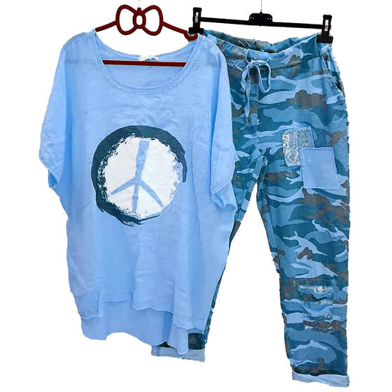Förköp-Kvinnors fredstecken camo tvådelad dräkt