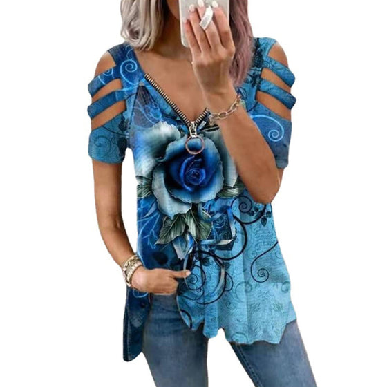 Rosa T-shirt med dragkedja