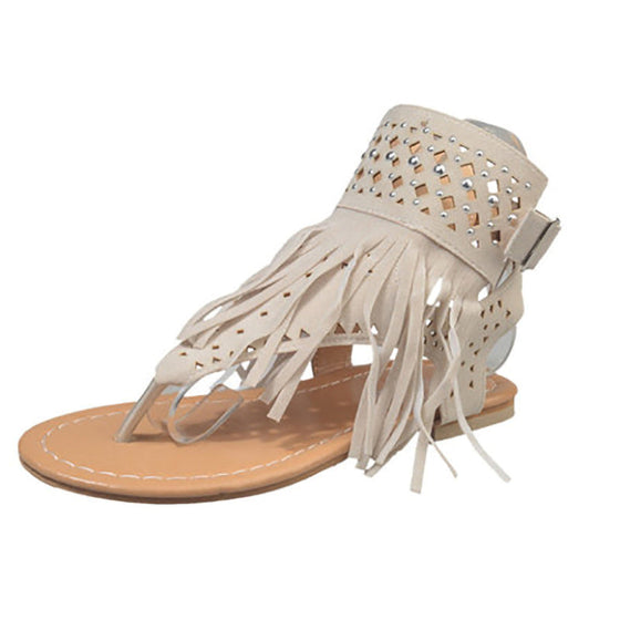 Bohemiska pärlad fiskbenssandaler