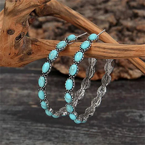 Vintage C-formade turkosringörhängen