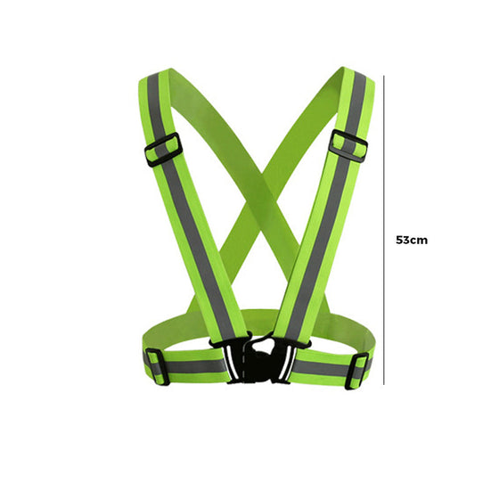 Fluorescerande grön, justerbar reflexväst i stretch