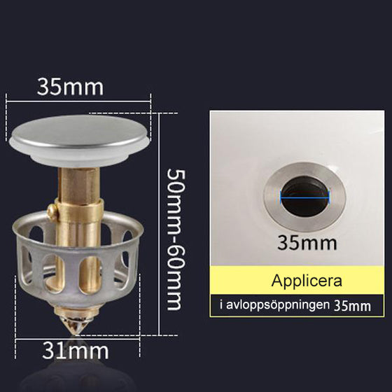 Universell avloppsfilter för tvättställ