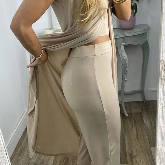 Ärmlös, rund halsad tvådelad uppsättning för kvinnor