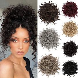 Elastisk dragsnöre löst kort lockig knut