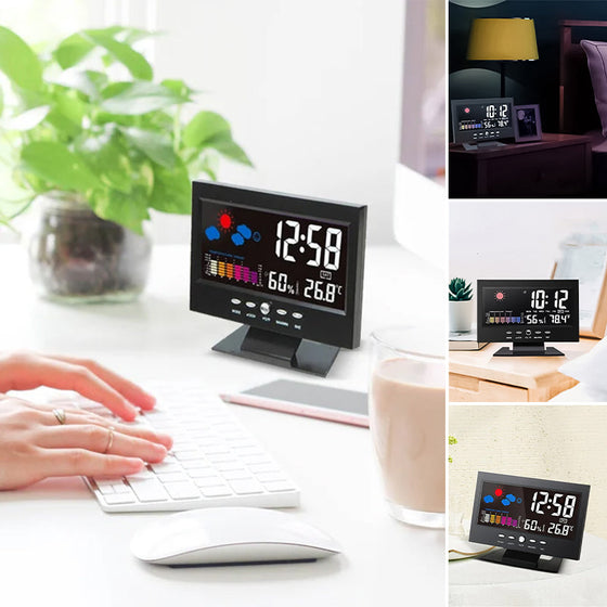 Digital LED Temperatur Fuktighet Monitor Väckarklocka