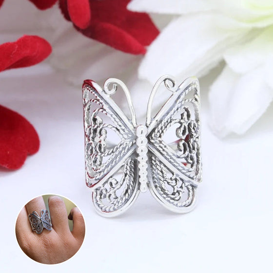 Handgjord vintage fjärilsring