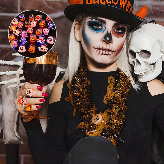 Halloween-glow ring och brosch