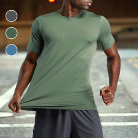 Enfärgad sport snabbtorkande T-shirt för män
