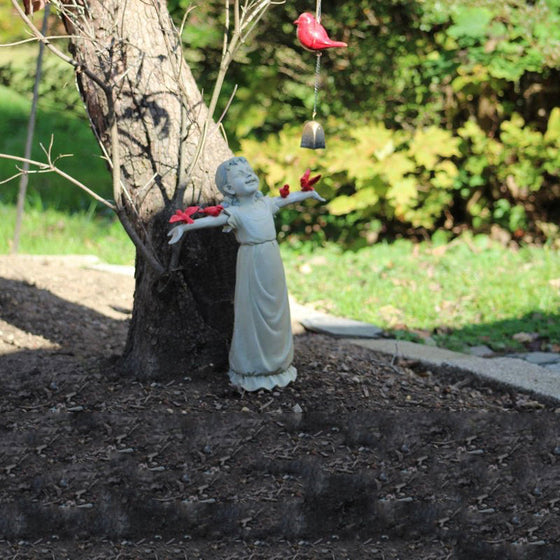 Liten Flicka Utomhusstaty för Hemträdgård